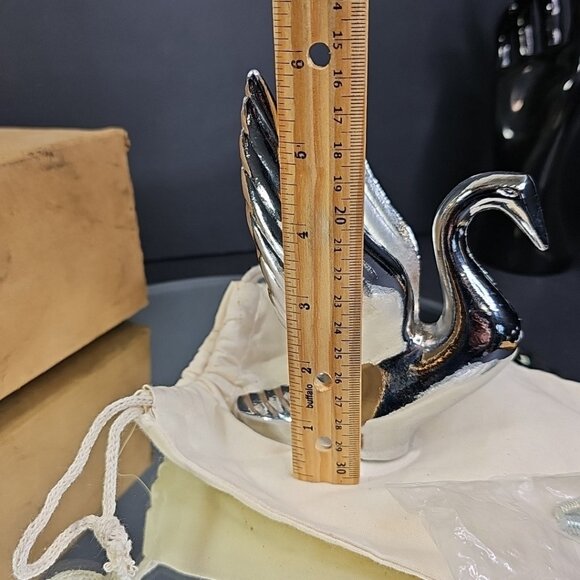 NOS Swan Prince No. 1038 Chrome Hood Ornament With original Box And Screws USA - Picture 10 of 14